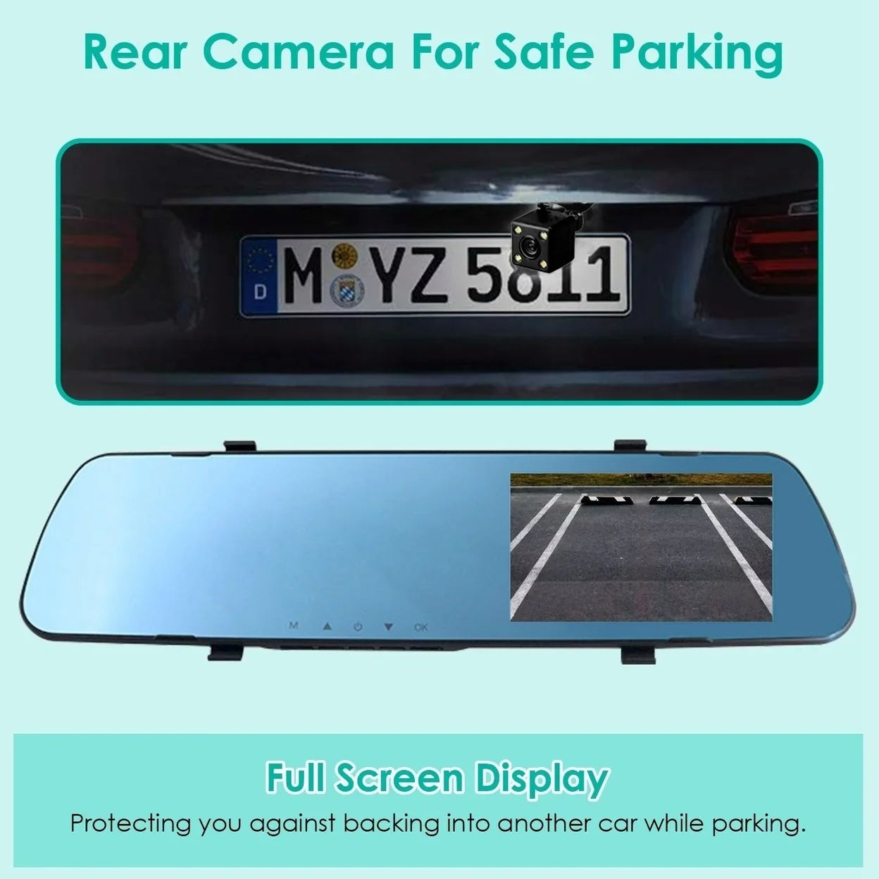 1080P Car DVR 4.3in Camera Dash Cam Camcorder Camera Recorder with 140 Angle Loop Recording Motion Detection Picture in