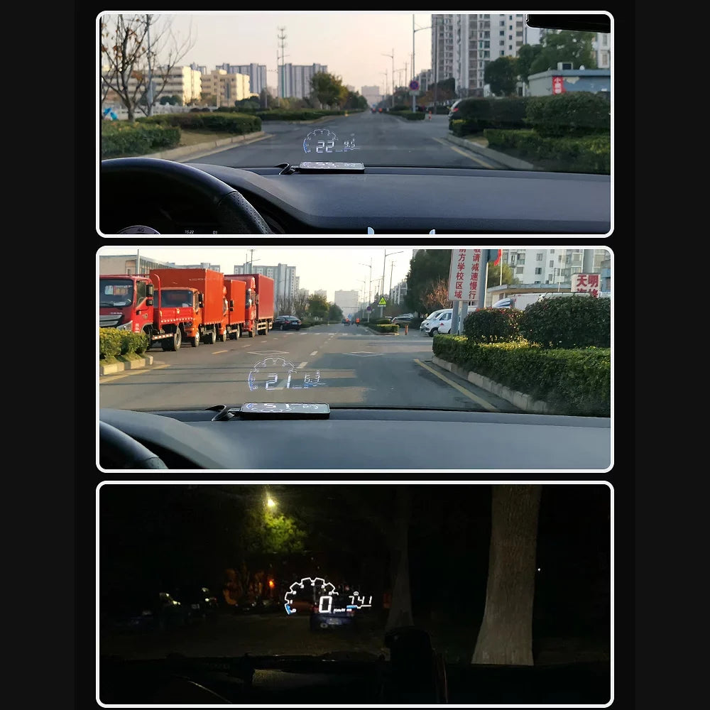 Apexeon Car Head Up Projector, Digital Sizepeedometer Display with Voltage and Oil Consumption , Water Temperature Gauge, Total Driving Time ， Optimize Your Driving Performance