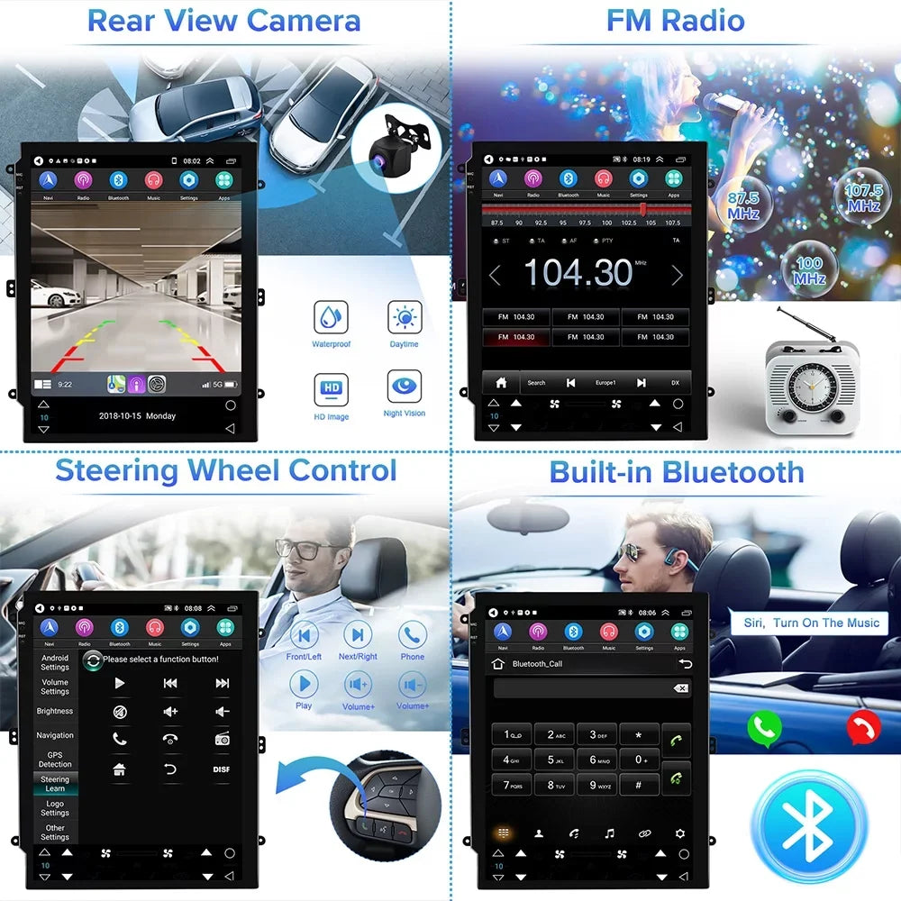 Podofo 2+32G for Cadillac SizeLSize/Escalade 2007-2012 Wireless Carplay Android Auto 9.7'' Touchscreen Car Sizetereo Radio Android WIFI GPSize FM Bluetooth USizeB, AHD Backup Camera