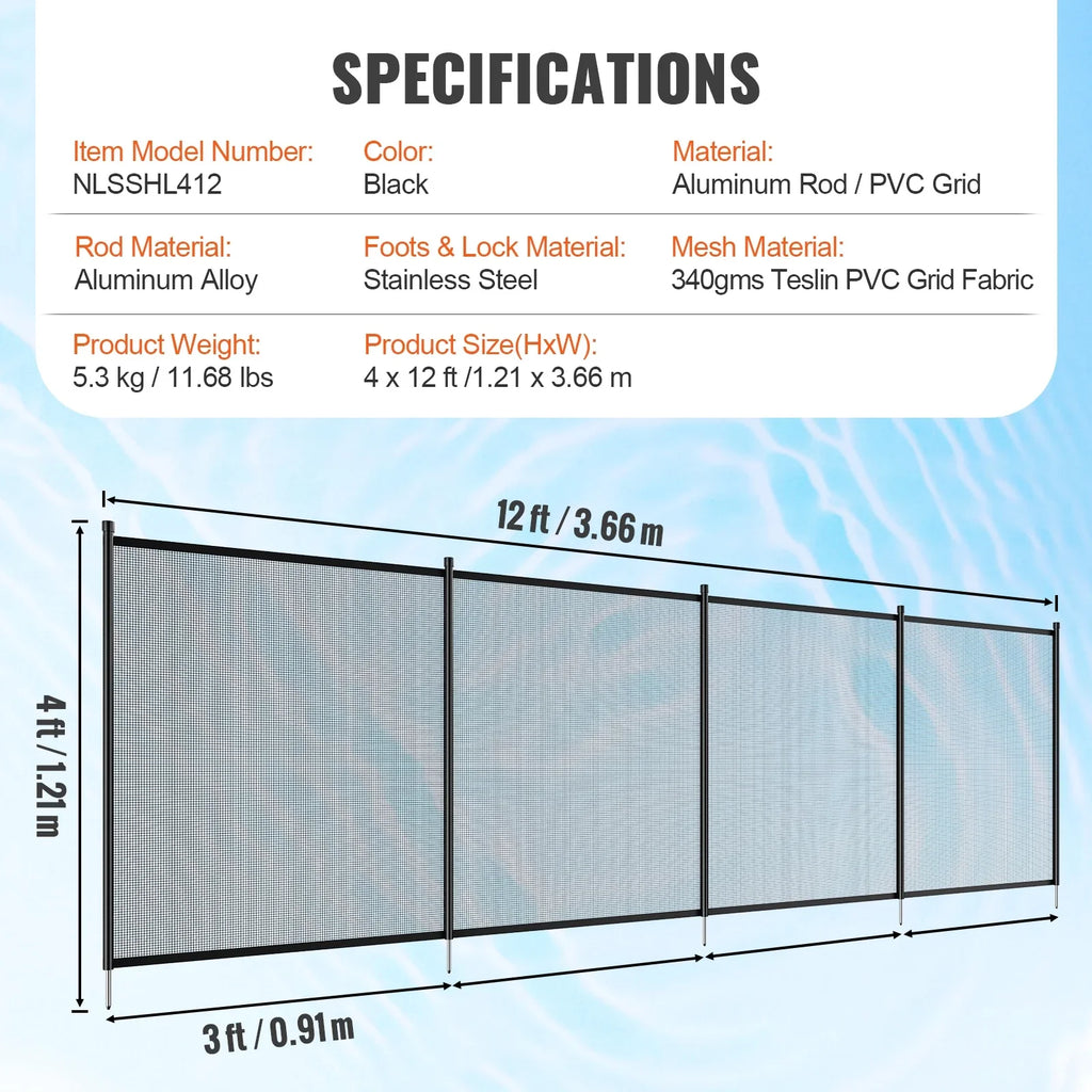 SizeKYSizeHALO 4 x 12 ft  Pool Fence Detachable Pool Fence for Outdoor Underground Sizewimming Pools