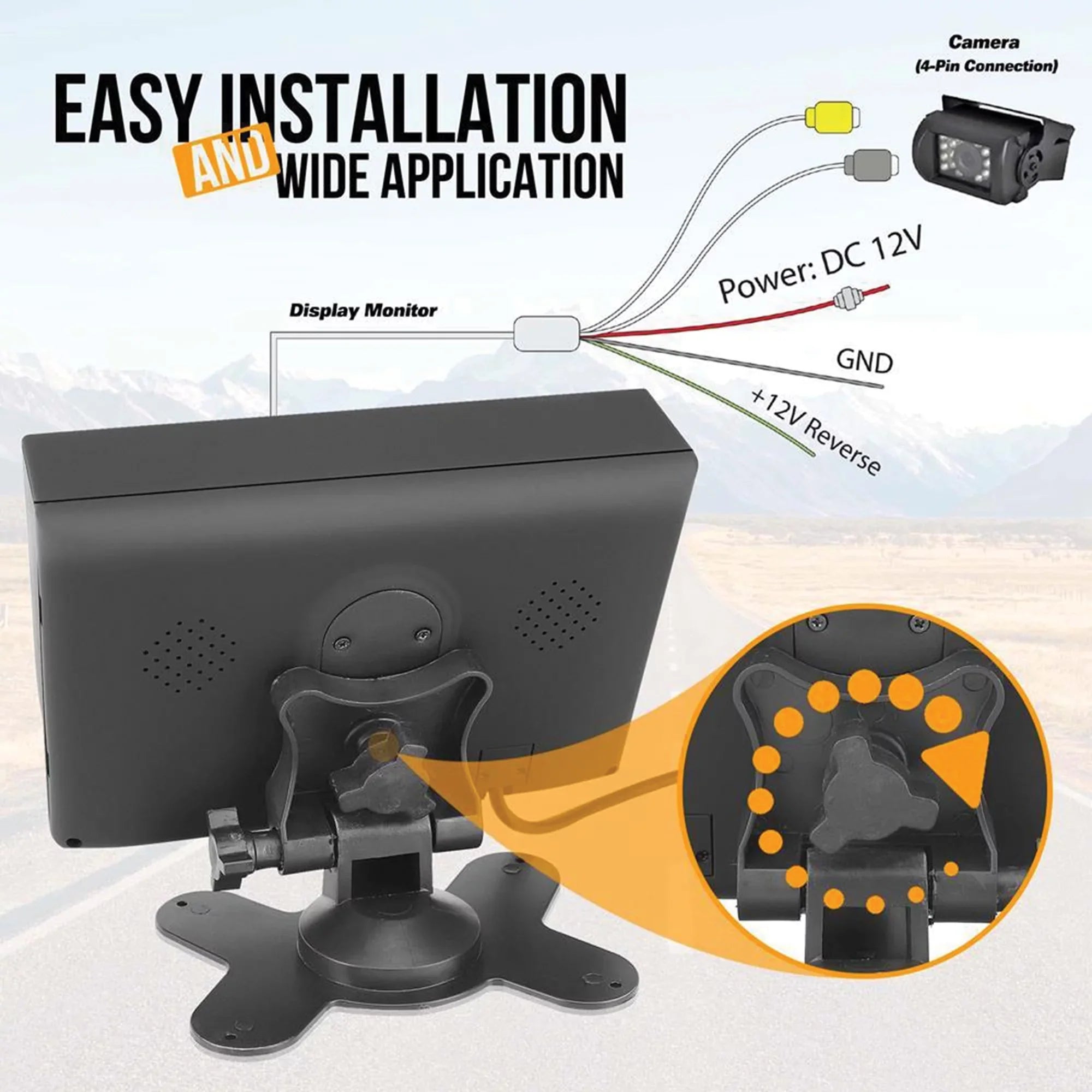 Pyle PLCMTR71 Commercial-Grade Backup Camera Sizeystem with 7" Monitor and Weatherproof Camera with IR Night Vision