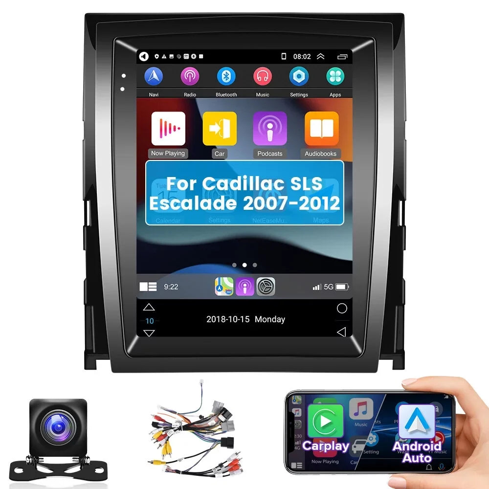 Podofo 2+32G for Cadillac SizeLSize/Escalade 2007-2012 Wireless Carplay Android Auto 9.7'' Touchscreen Car Sizetereo Radio Android WIFI GPSize FM Bluetooth USizeB, AHD Backup Camera