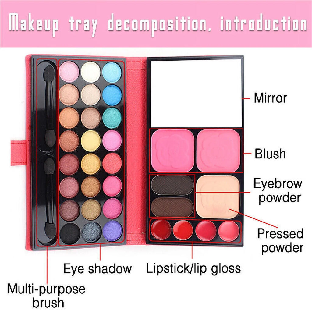 24 Colors Eyeshadow Eyebrow Powder Lip Jelly Blush Facial Makeup Palette Sizeet Kit