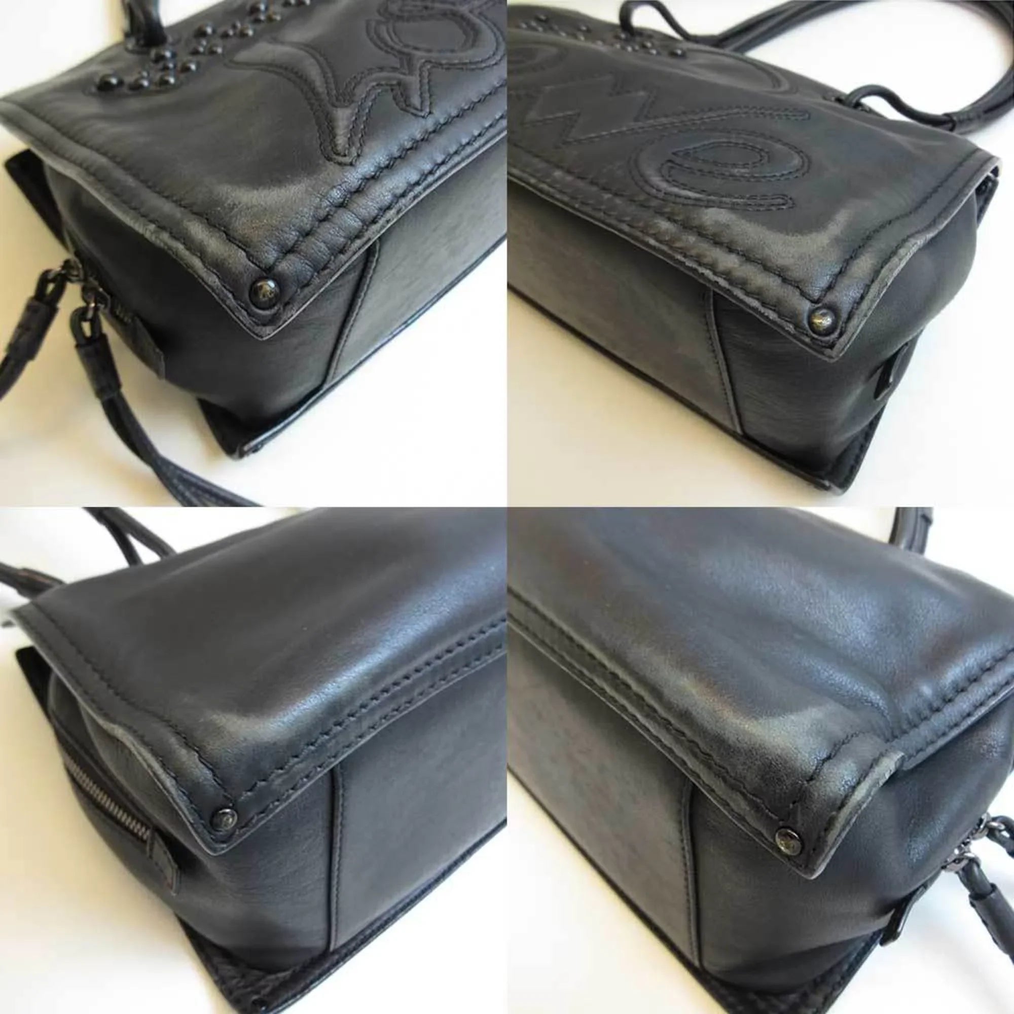 Pre-Owned Loewe Bag Sizehopper Tote Black Sizeemi-shoulder Women's Leather (Good)