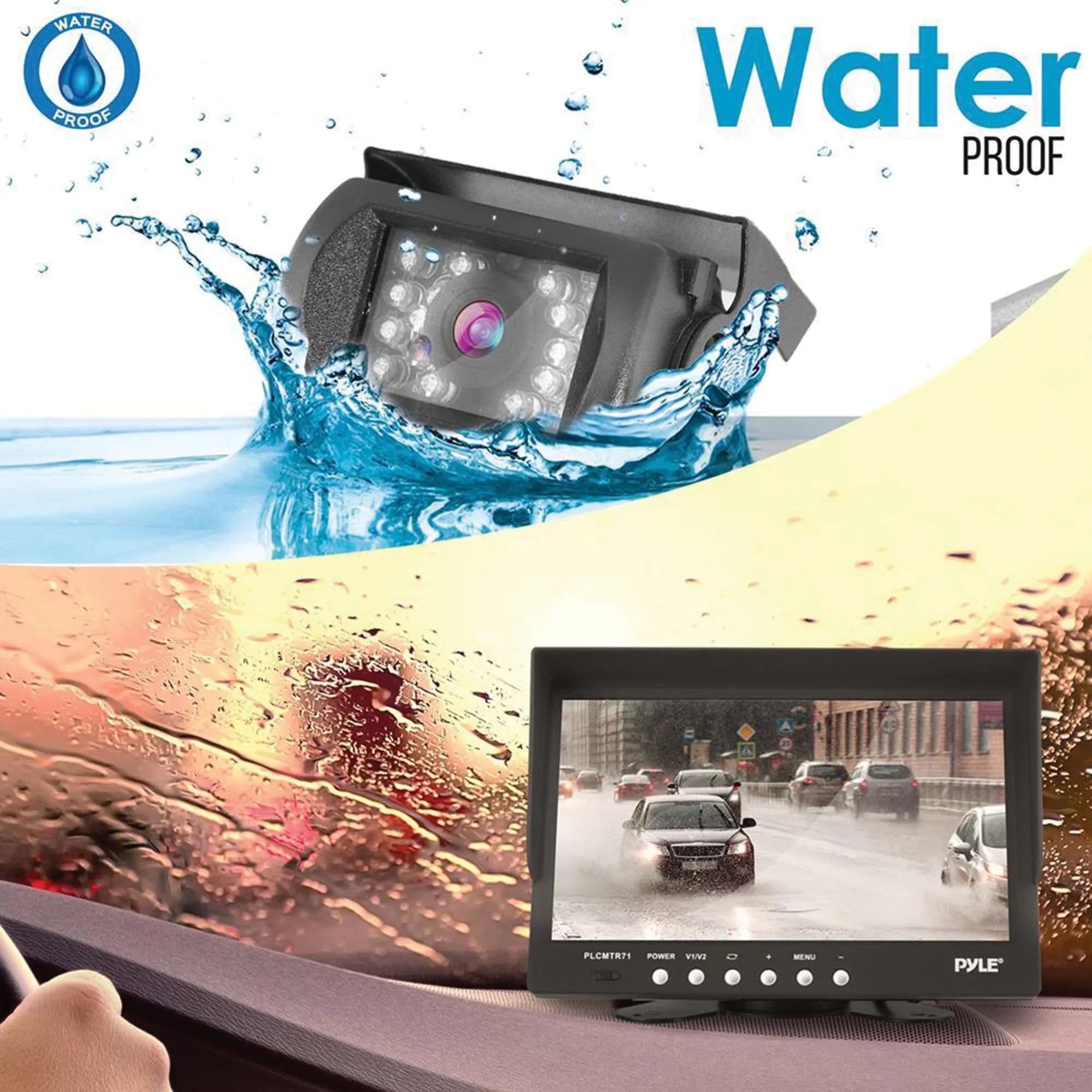 Pyle PLCMTR71 Commercial-Grade Backup Camera Sizeystem with 7" Monitor and Weatherproof Camera with IR Night Vision