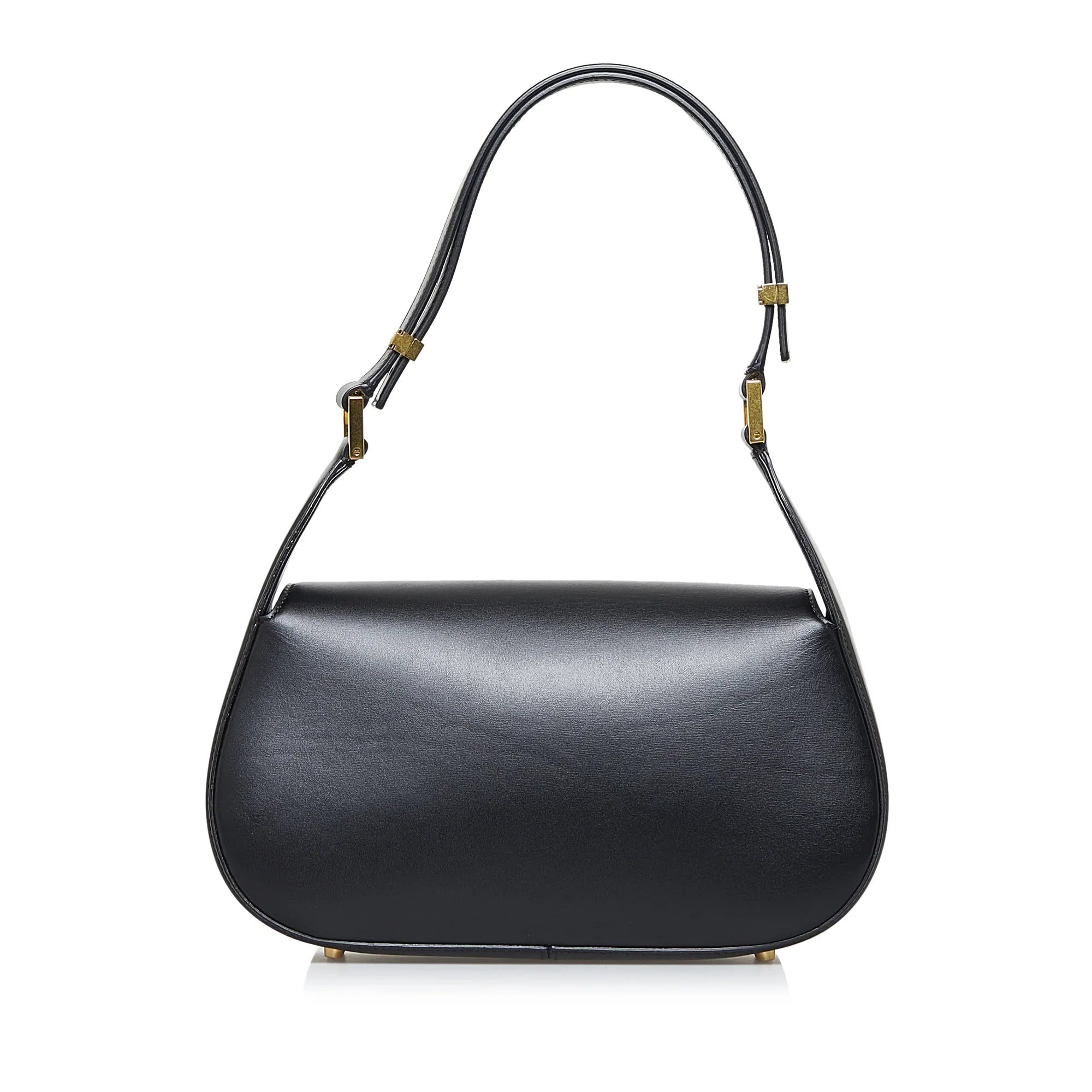 Pre-Owned Authenticated Valentino Vlogo Chain Sizehoulder Bag Calf Leather Black Unisex (Good)