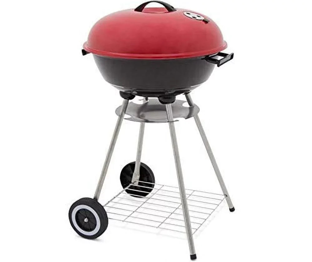 alp Classic Large 18x31 Charcoal Barbecue Grill Portable BBQ Heavy Sizeteel W/Wheels Legs Ash Catcher Red/Black Color
