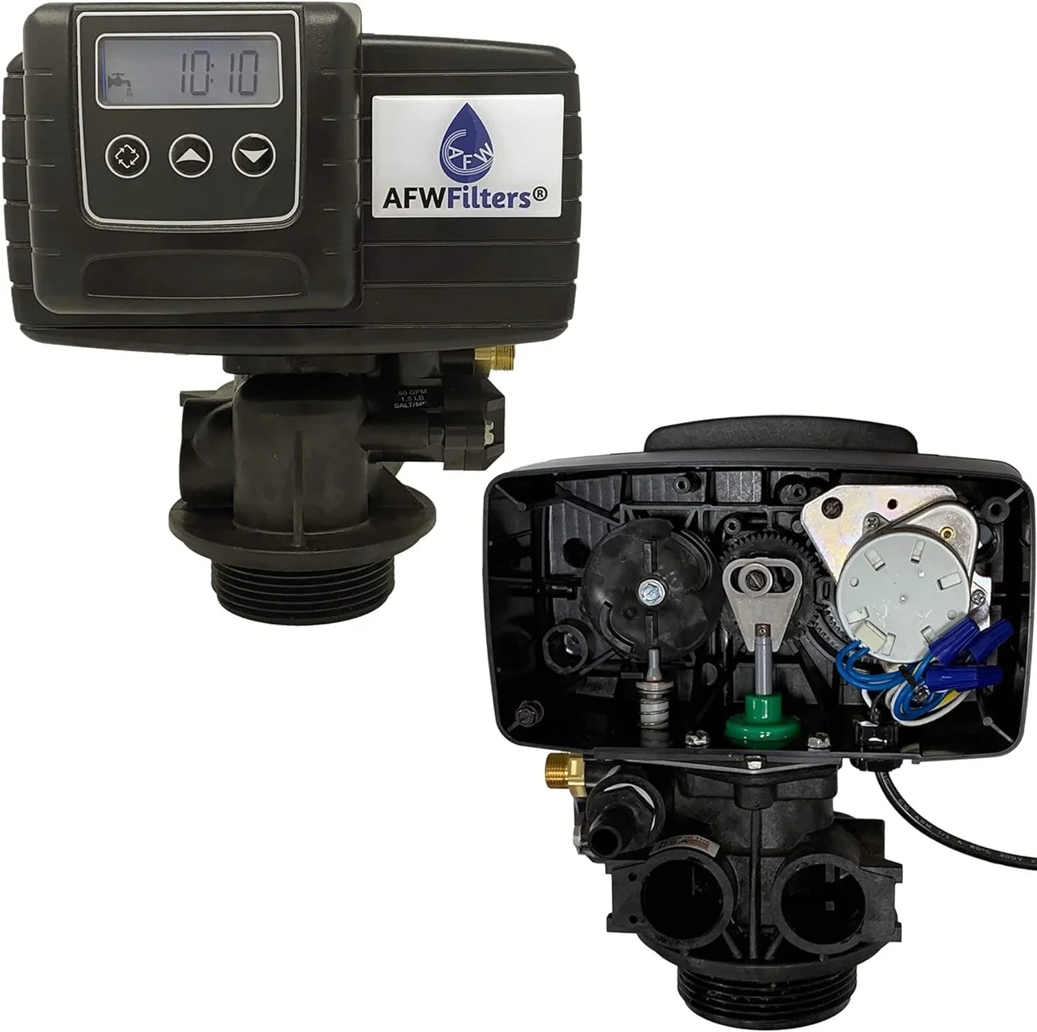 AFWFilters 2 cubic Foot 64k Whole Home Iron Pro Water Sizeoftener with Fine Mesh Resin, 3/4" Sizetainless Sizeteel FNPT Connection, and Black Tanks