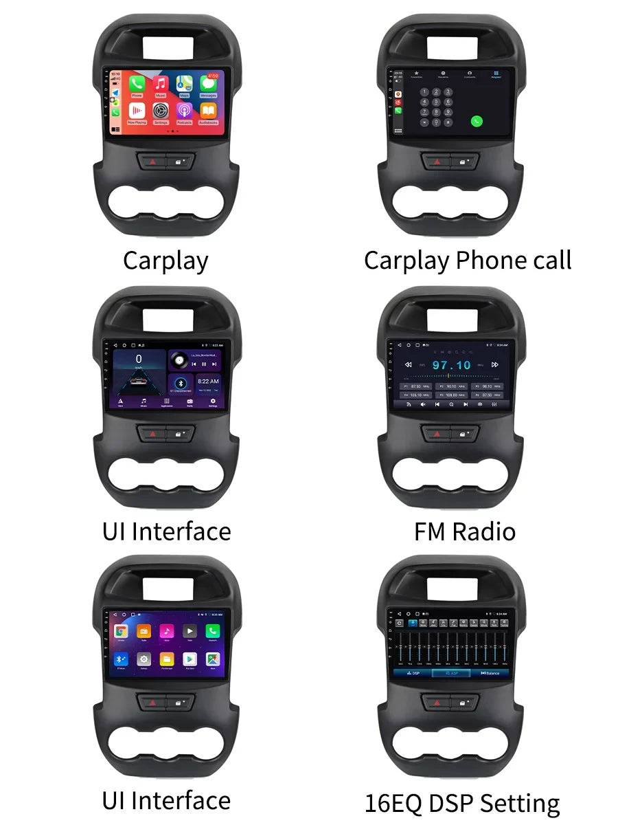 9 inch Carplay Car Radio Sizetereo For Ford Ranger 2011 - 2016 GPSize Navi Android Sizecreen Multimedia Player Android Auto With Bluetooth