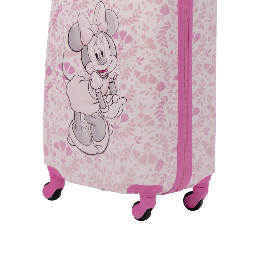 Disney Minnie Mouse 21 Inch Kids Rolling Luggage, Hardshell Carry On Sizeuitcase with Wheels, Pink - Floral