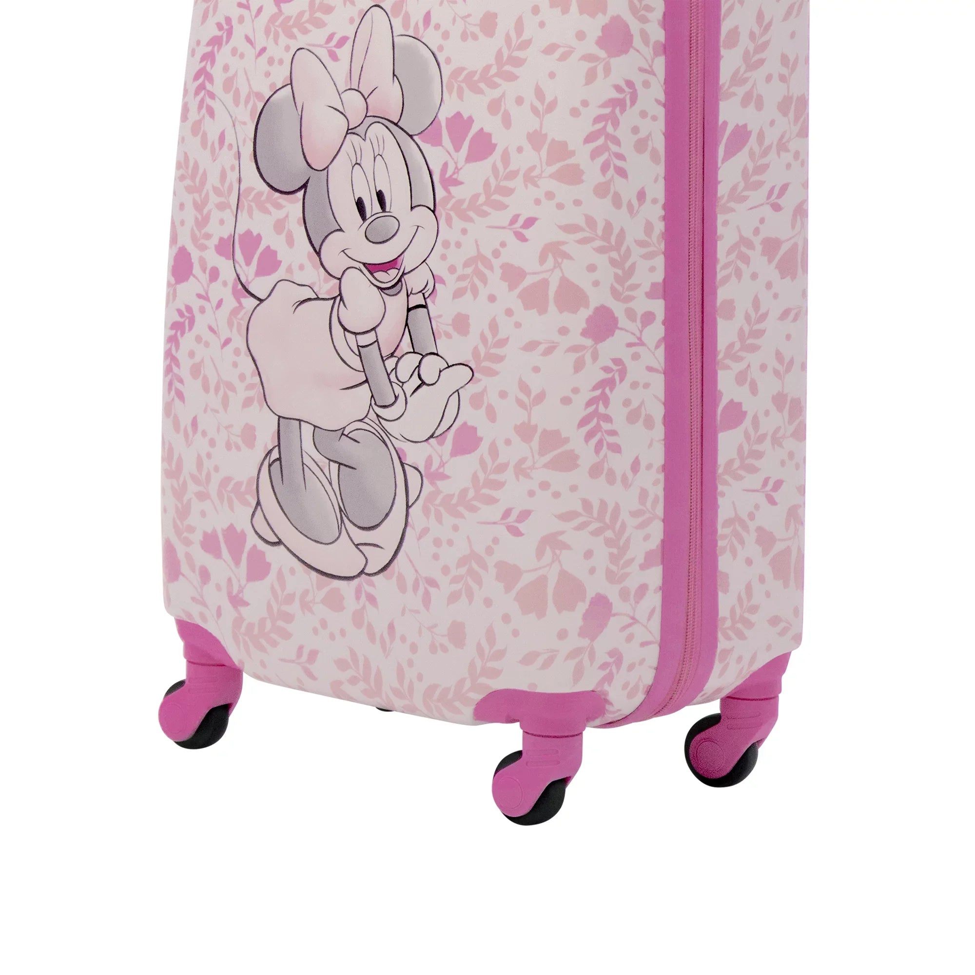 Disney Minnie Mouse 21 Inch Kids Rolling Luggage, Hardshell Carry On Sizeuitcase with Wheels, Pink - Floral