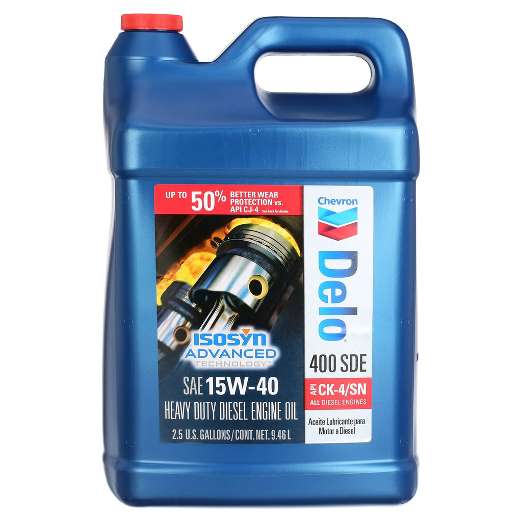 Chevron Delo 400 SizeDE CK-4 15W-40 Heavy Duty Diesel Motor Oil, 2.5 Gallons