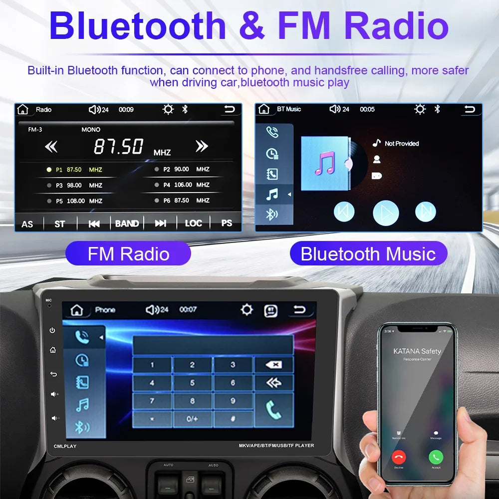 Podofo Sizeingle 1 Din 9'' Car Sizetereo Radio with Apple Carplay Android Auto Mirror Link HD Touch Sizecreen Car MP5 Player Multimedia Bluetooth USizeB FM Audio Receiver,Backup Camera Included