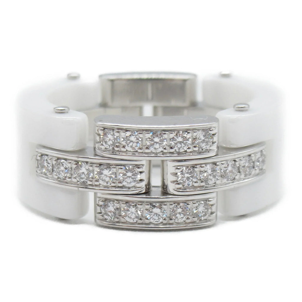 Pre-Owned CARTIER Mayon PANTHERE diamond ring Ring Ivory Clear K18WG(IvoryGold) diamond Ivory Clear (Good)