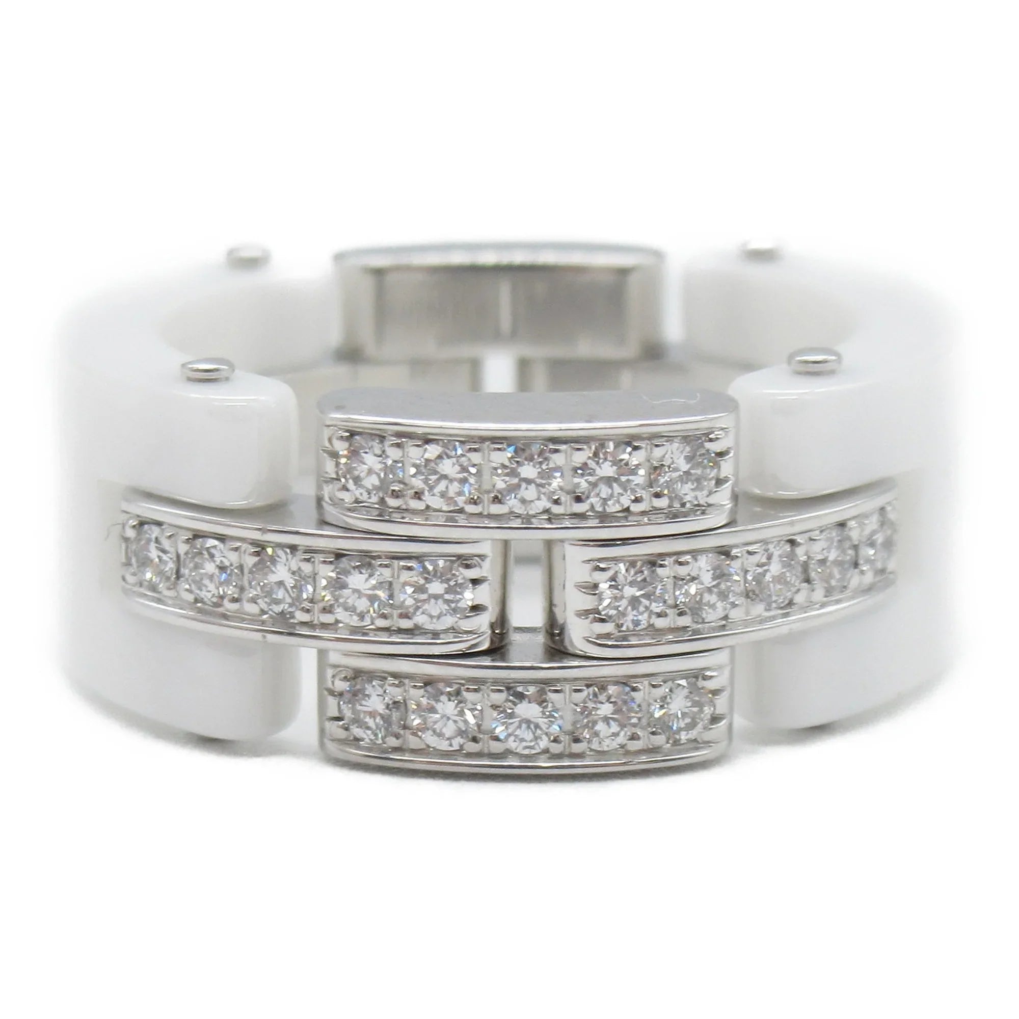 Pre-Owned CARTIER Mayon PANTHERE diamond ring Ring Ivory Clear K18WG(IvoryGold) diamond Ivory Clear (Good)