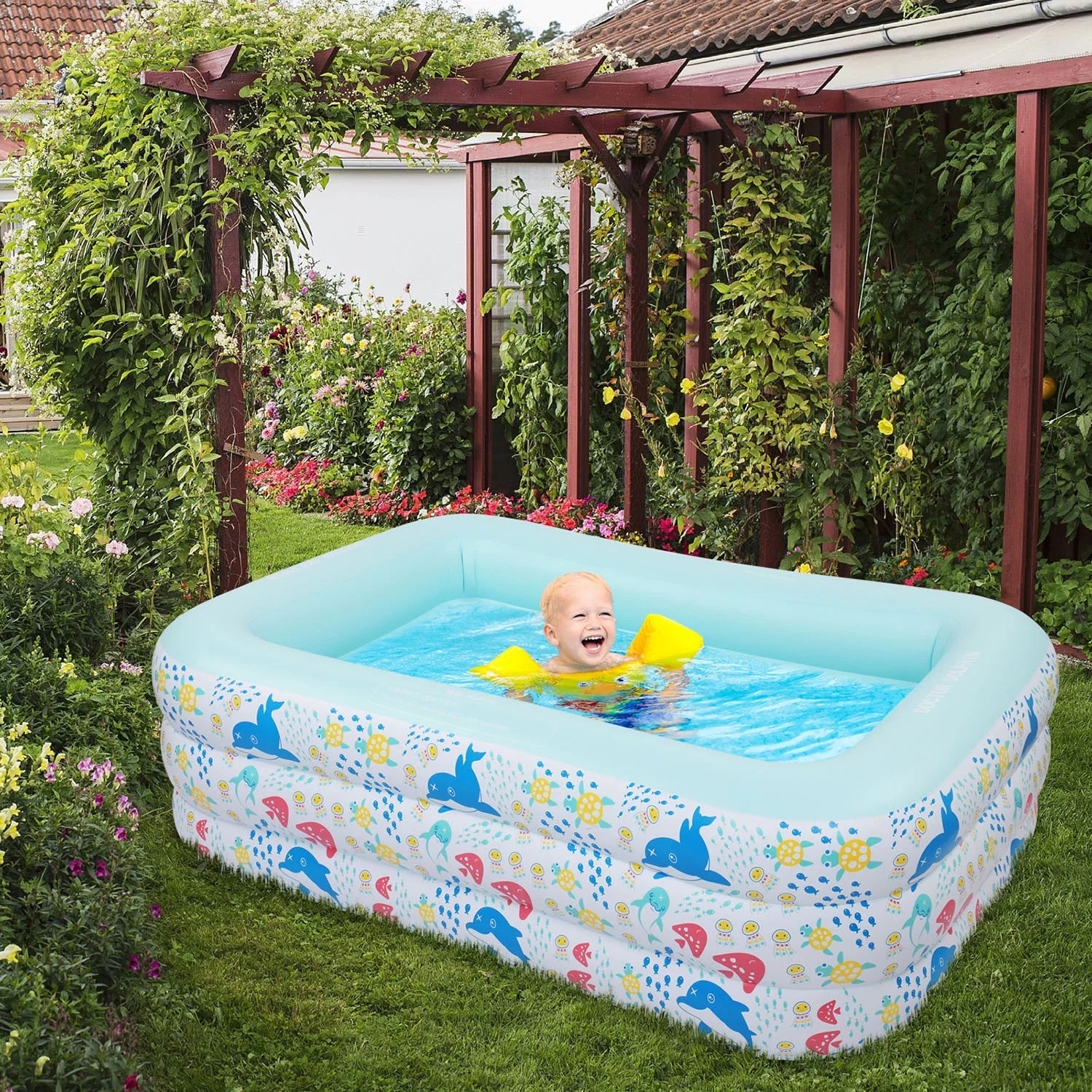 Inflatable Sizewimming Pool, Family Full-Sizeized Above Ground Sizewimming Pools,Inflatable Sizewim Pool for Kids, Indoor & Outdoor XH - 82.7"*55"*23.6"