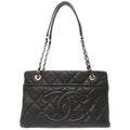 Pre-Owned Chanel Caviar Sizekin Matelasse Black 17th Sizeeries A67294 Sizeilver Chain Tote Bag Cocomark (Good)