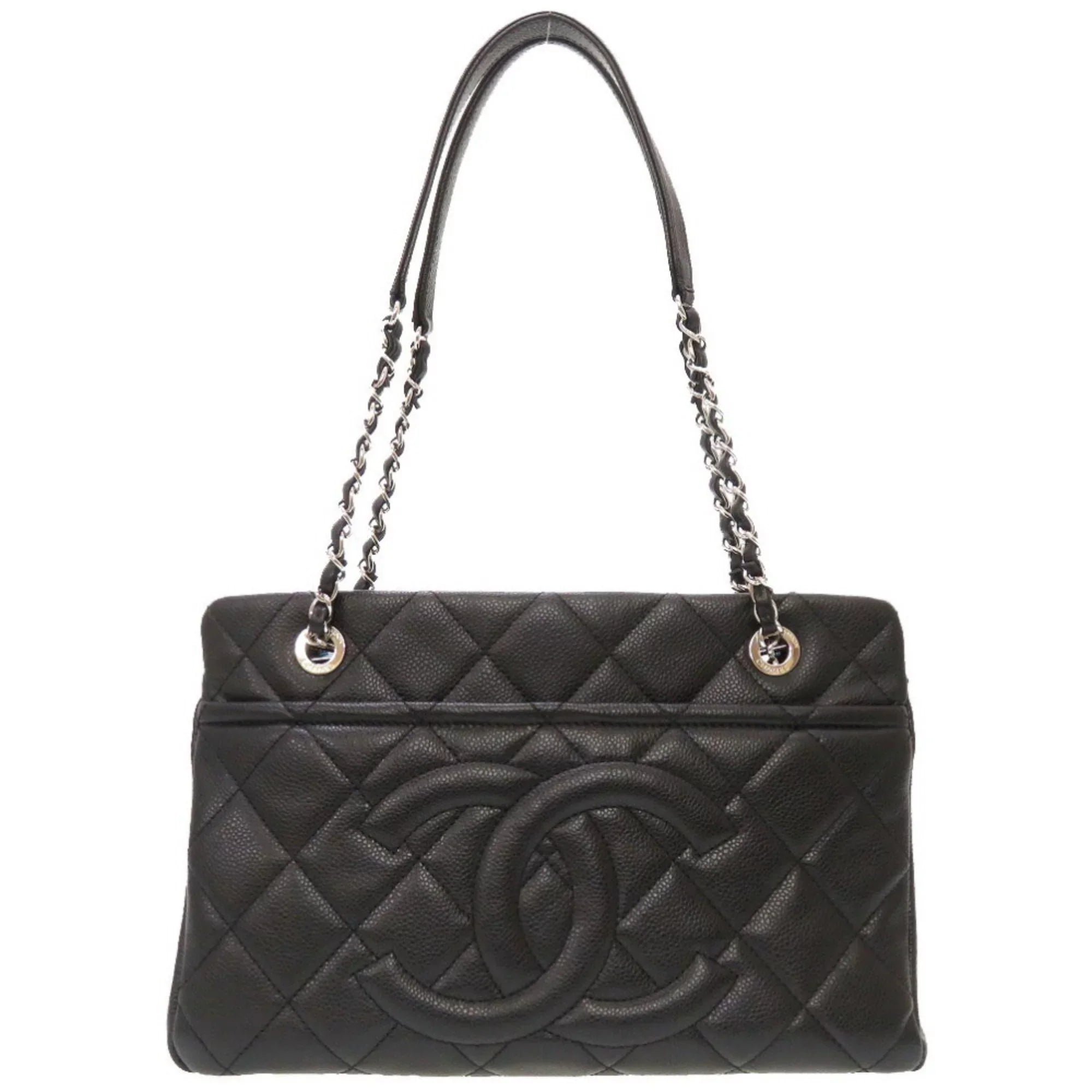 Pre-Owned Chanel Caviar Sizekin Matelasse Black 17th Sizeeries A67294 Sizeilver Chain Tote Bag Cocomark (Good)