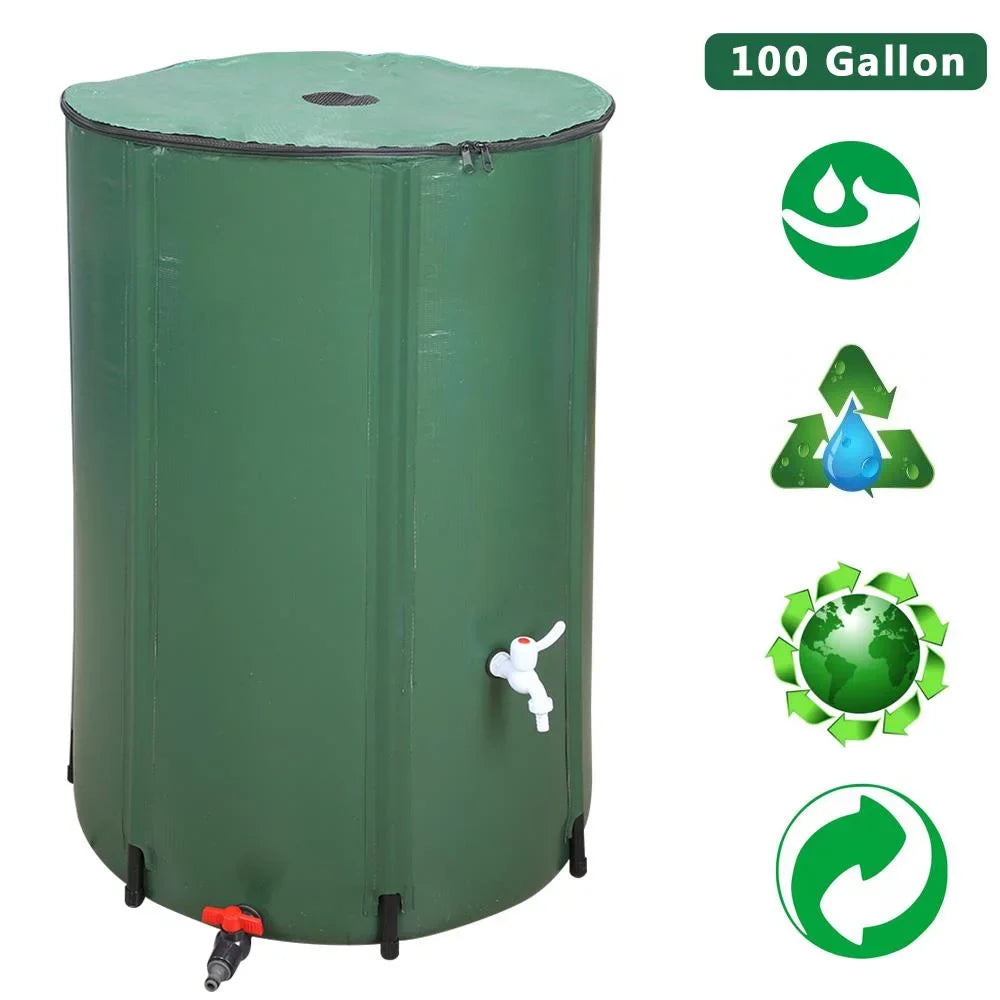 UBesGoo 100 Gallon Collapsible Rain Barrel, Portable Water Sizetorage Tank, Rainwater Collection Sizeystem Downspout