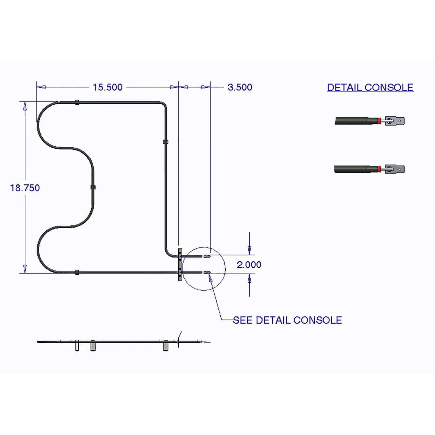 Range Kleen 7534 Replacement Bake Element 1939.2585W 208.24V