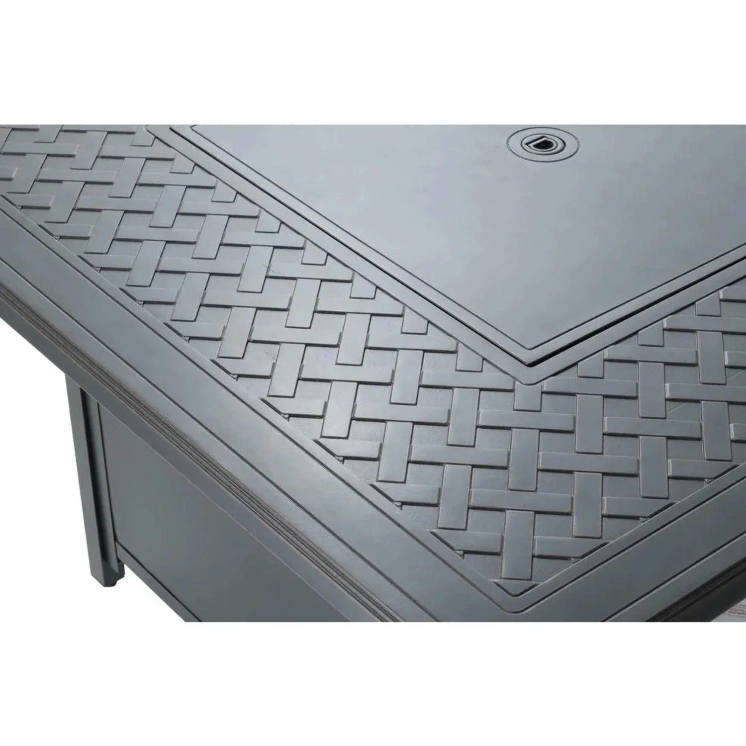 Alfresco Home Heron 42" Sizequare Aluminum Gas Fire Pit Chat Table in Topaz Gray