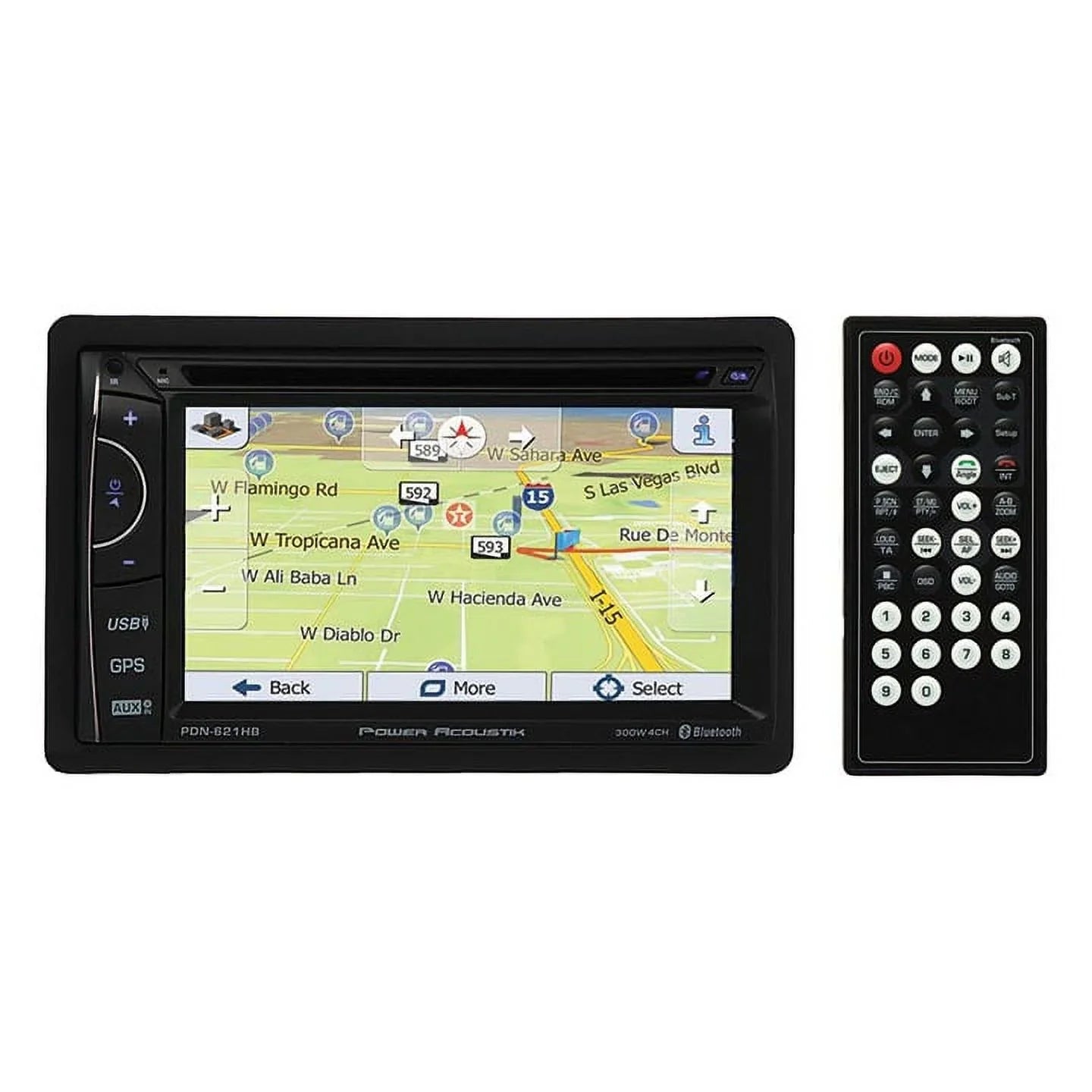 Power Acoustik PDN-621HB 6.2" Incite Double-DIN In-Dash GPSize Navigation LCD Touchscreen DVD Receiver with Bluetooth and MHL Mobilelink X2