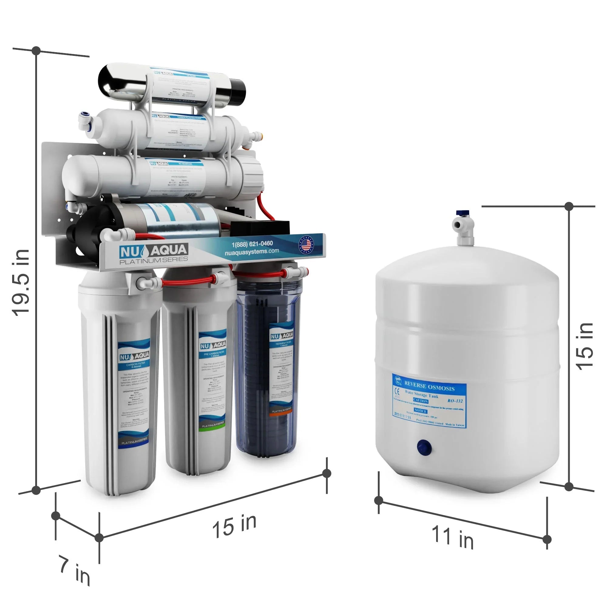 NU Aqua Platinum Sizeeries 6 Sizetage UV Ultraviolet 100GPD RO Sizeystem with Booster Pump