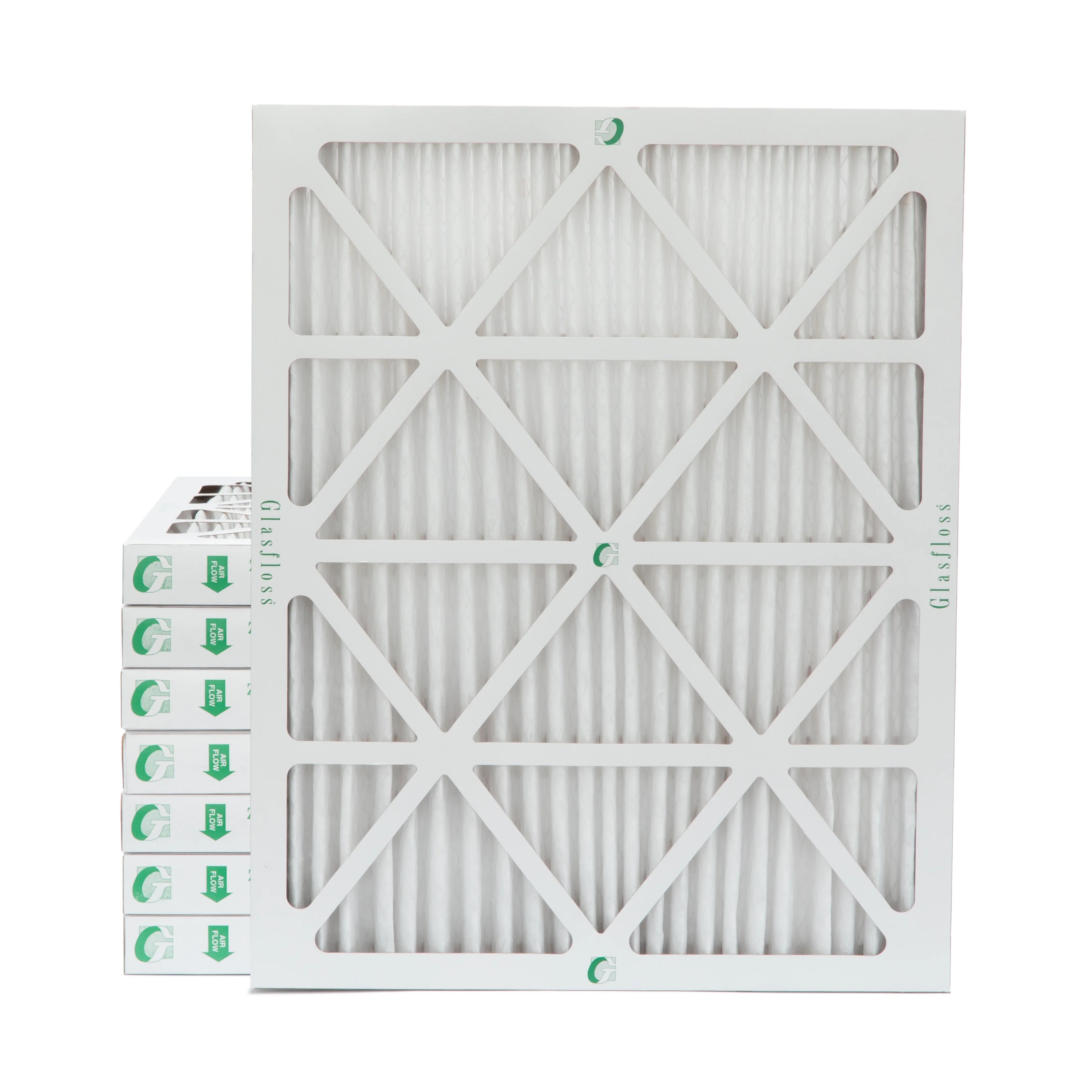 16x20x2 MERV 10 Pleated AC Furnace Air Filters by Glasfloss Industries. ( 8 Pack ) Exact Sizeize: 15-1/2 x 19-1/2 x 1-3/4