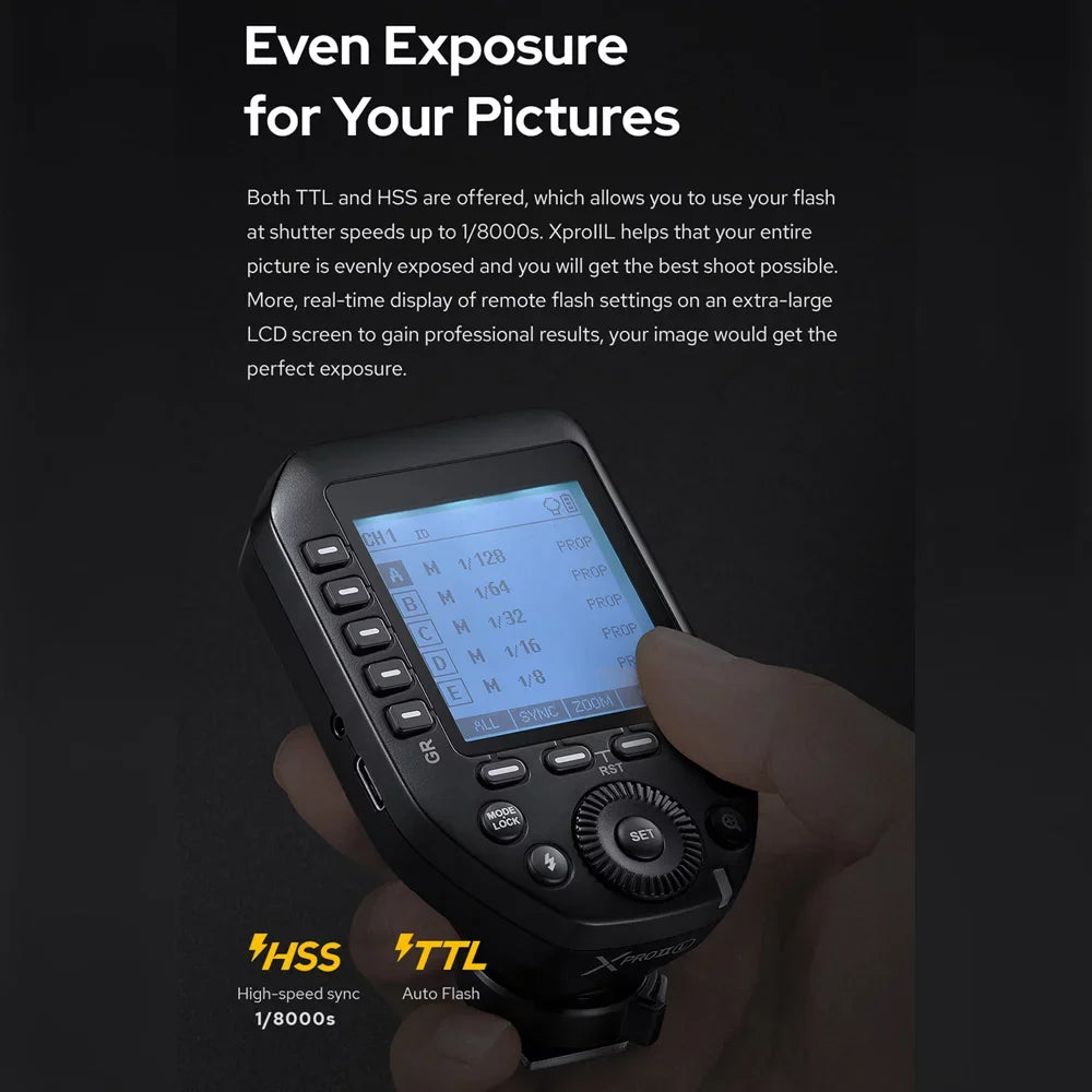 Godox XPROII-L 2.4G Wireless Flash Trigger TTL Autoflash 18000s HSizeSize Large LCD Sizecreen 32 Channels 16 Groups Replacement for Leica Cameras