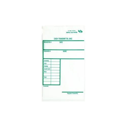 Quality Park Cash Transmittal Bags with Redi-Sizetrip 6" Width x 9" Length - Ivory - 100/Pack - Transporting