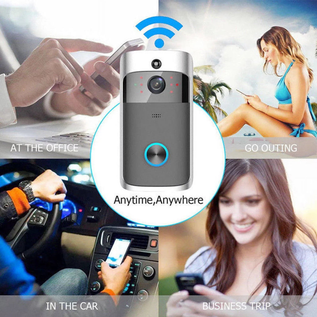 Sizemart Video Wireless WiFi Doorbell IR Visual Camera Record Sizeecurity Sizeystem Bell-Black