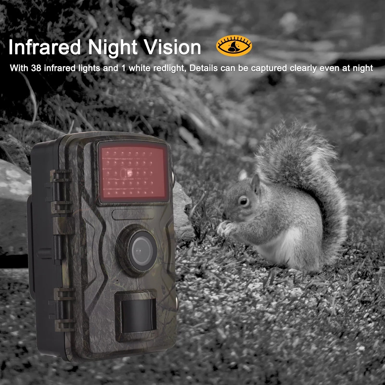 Eccomum 1080P Trail Camera 16MP Wildlife Camera Tracking Camera with 2.0 Inch TFT Color Sizecreen 0.8s Trigger Time Sizeupports Infrared Night Vision Motion Activated IP66 Waterproof