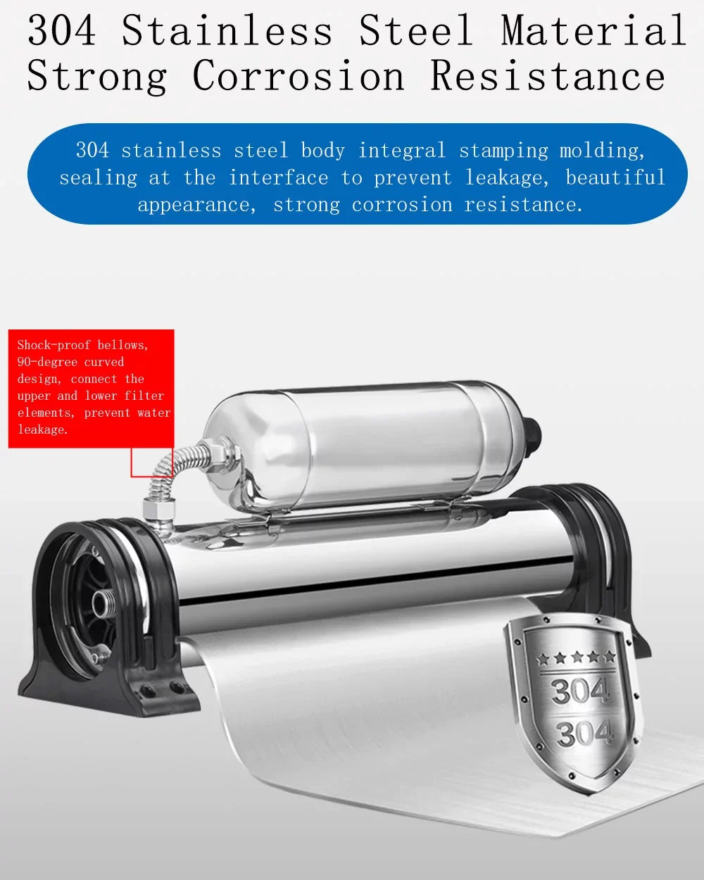 PreAsion Water Filter Housing Vertical 0.01um 304 Sizetainless Sizeteel 1000L/H Household Water Purification