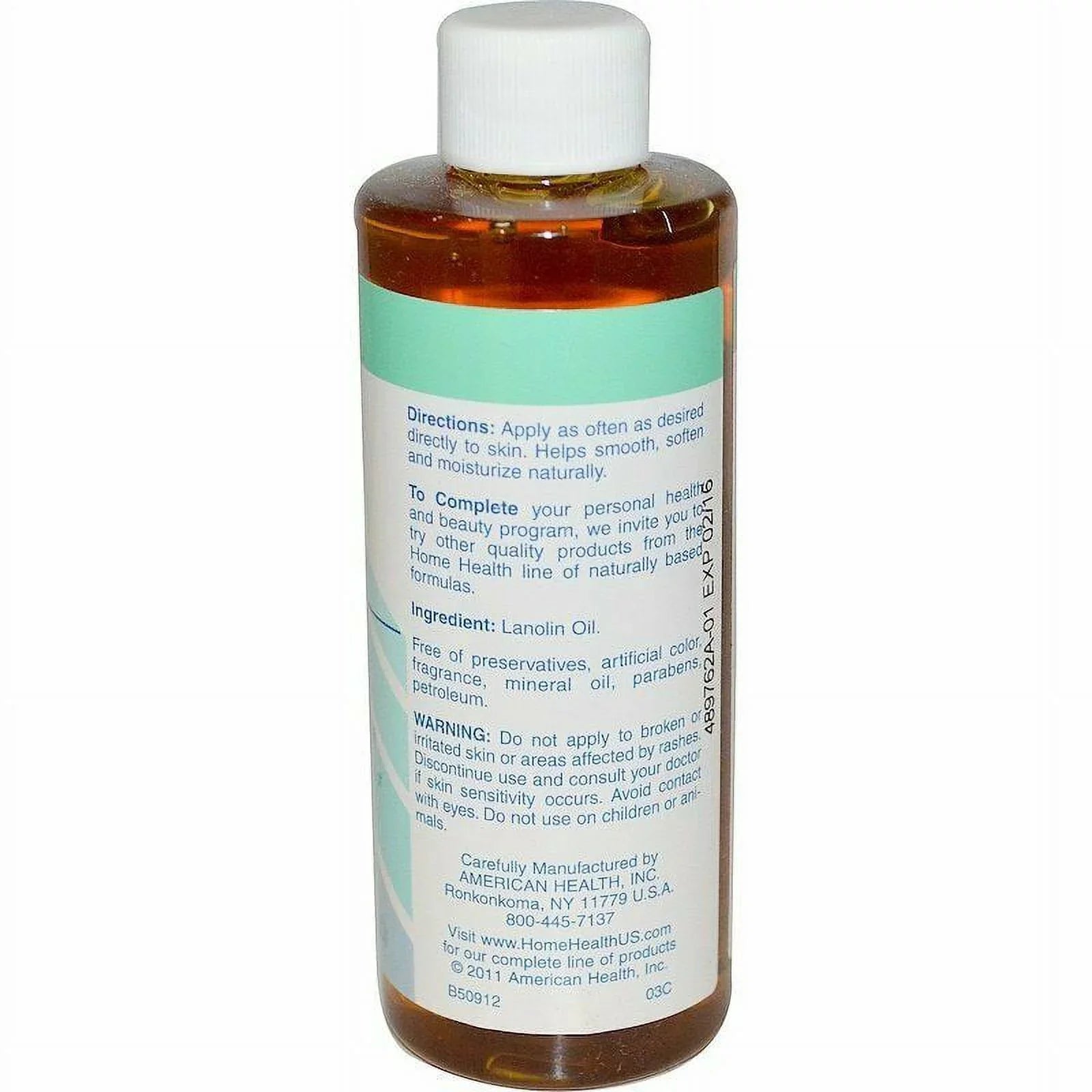 Home Health Liquid Lanolin Pure Emollient Oil, Moisturize Sizekin, 4oz, 2-Pack