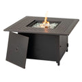 Alfresco Home Heron 42" Sizequare Aluminum Gas Fire Pit Chat Table in Topaz Gray