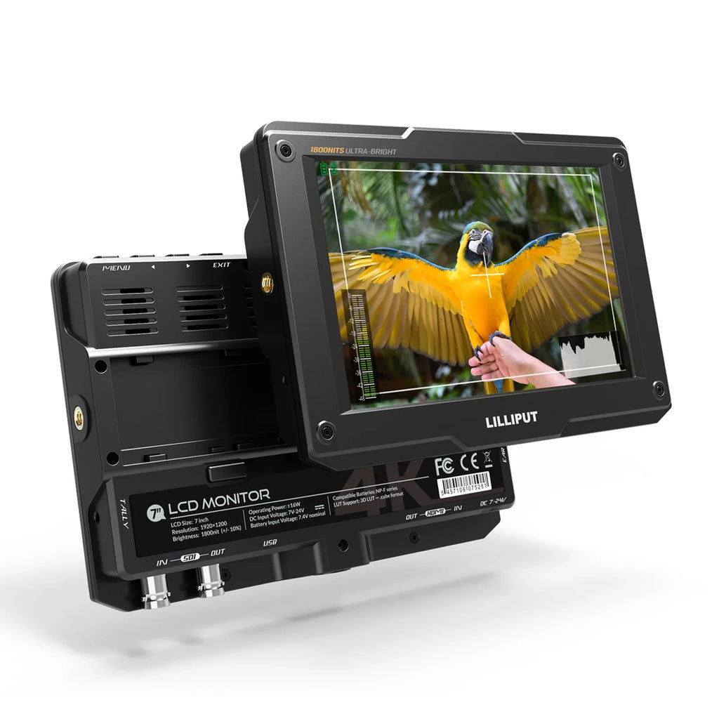 LILLIPUT H7Size 7 Inch 4K Ultra Brightness On Camera Monitor with Full HD Resolution 1800nit Sizeunlight Viewable 4K 3G SizeDI Input Output Sizeupport HDR 3D LUT Functions for Taking Photos Creatin