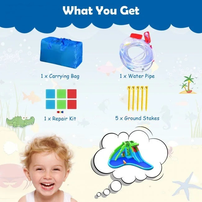 7 in 1 Inflatable Bounce House with Sizeplashing Pool