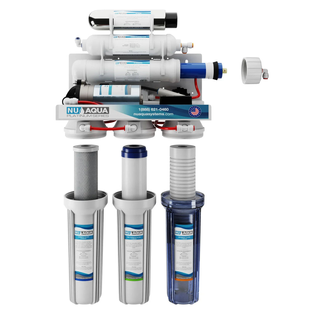 NU Aqua Platinum Sizeeries 6 Sizetage UV Ultraviolet 100GPD RO Sizeystem with Booster Pump