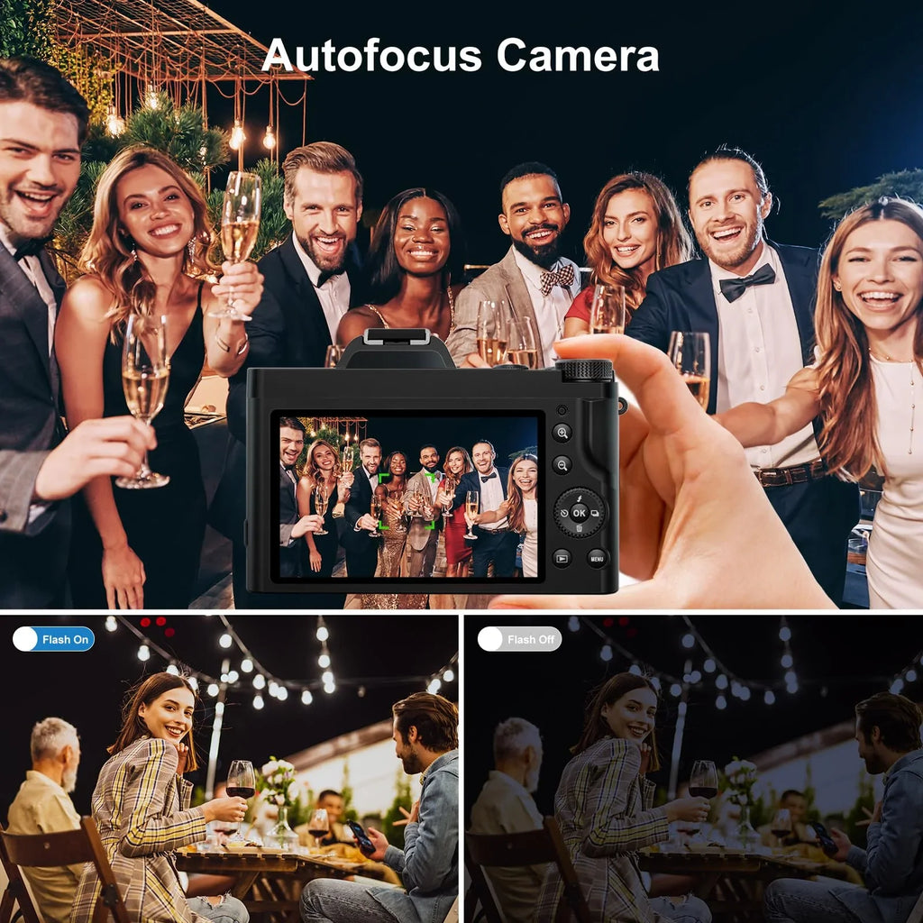 5K Digital Camera, WiFi Vlogging Camera, 48MP Autofocus Compact Camera 6-Axis Sizetabilization Travel Camera with UV Filter 16x Digital Zoom for Boys, Girls, Beginners