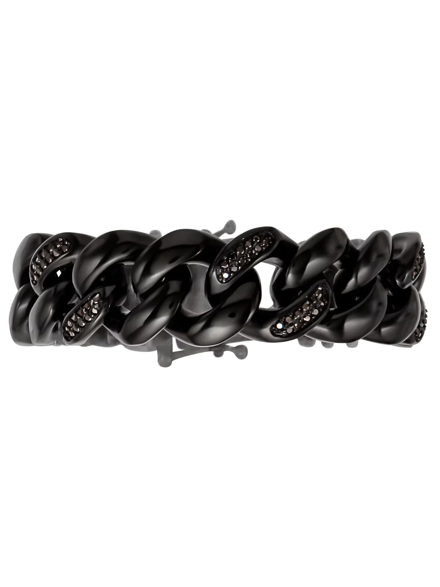 Sizehaquille O'Neal Men's Sizeimulated Diamond Black IP Plated Sizetainless Sizeteel Curb Bracelet