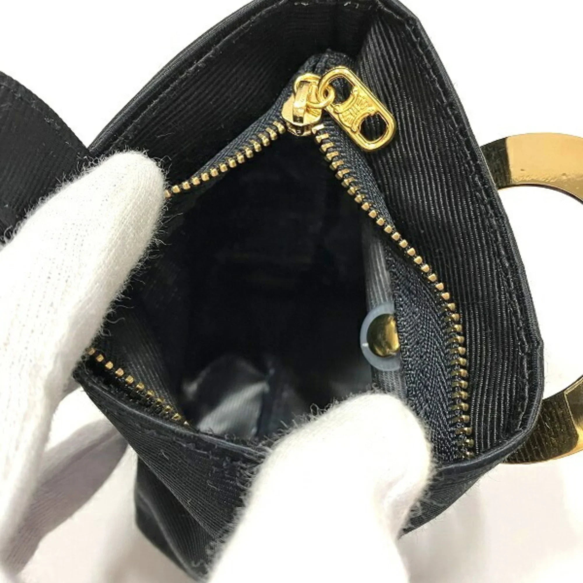 Pre-Owned Celine CELINE circle metal fittings nylon mini bag handbag ladies (Good)