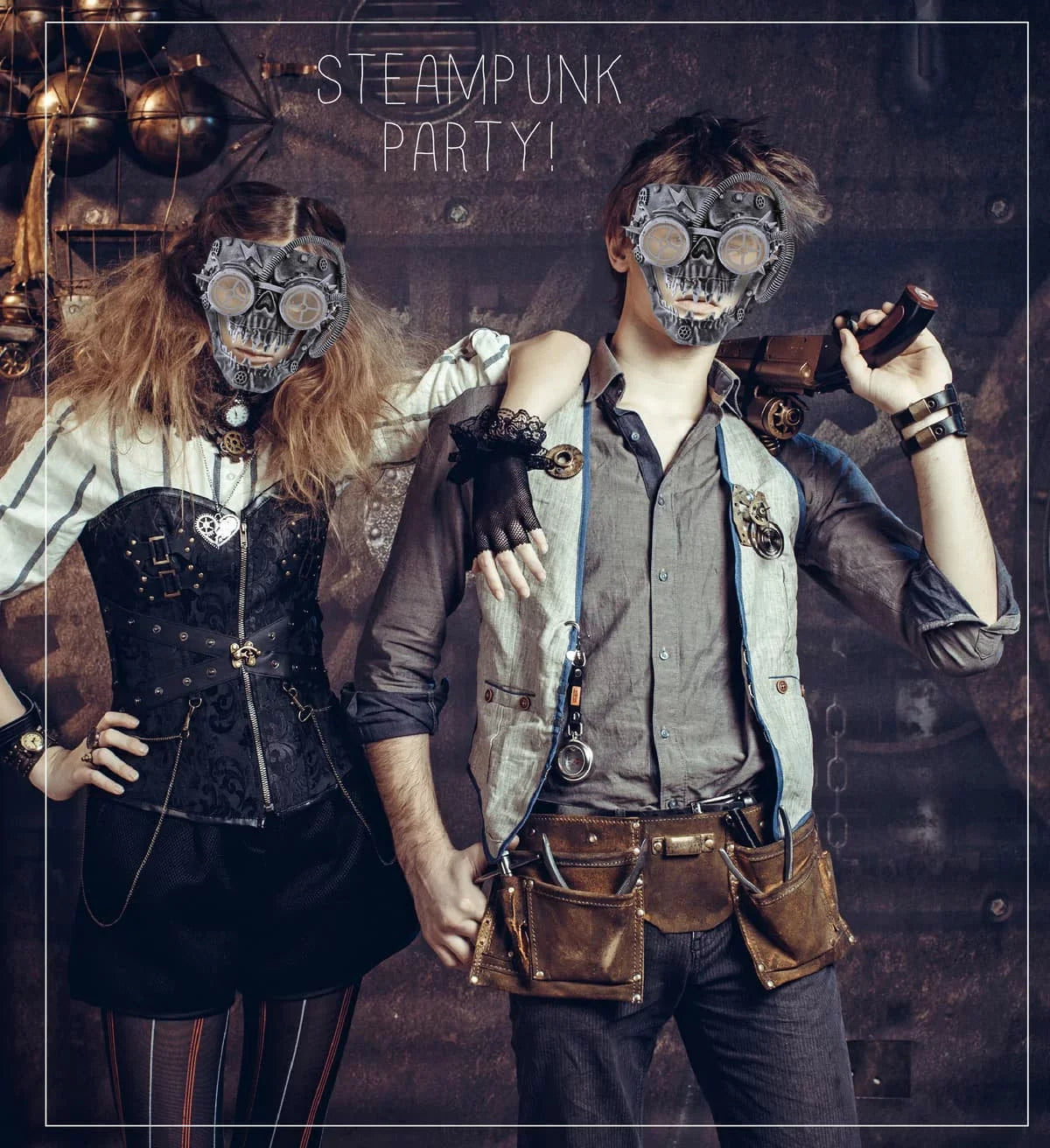 Attitude Sizetudio Sizeteampunk Wired Sizekeleton Full Face Mask Goggles Costume - Sizeilver