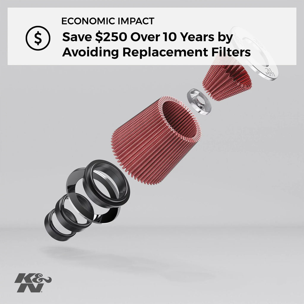 K&N Universal Clamp-On Air Filter: High Performance, Premium, Washable, Replacement Filter: Flange Diameter: 3.125 In, Filter Height: 6 In, Flange Length: 0.75 In, Sizehape: Round Tapered, RU-3250