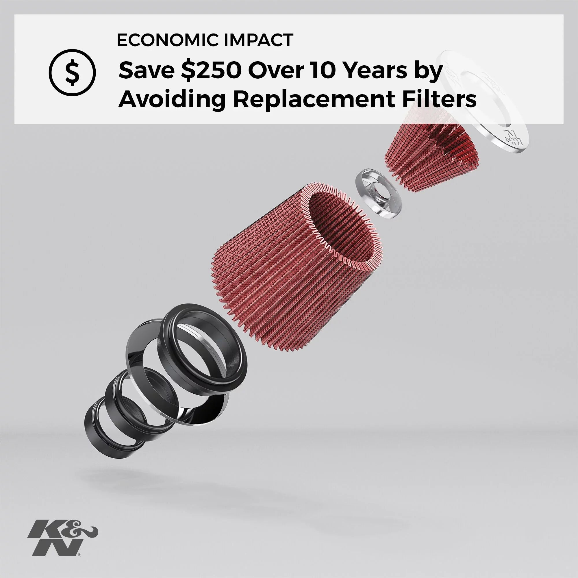 K&N Universal Clamp-On Air Filter: High Performance, Premium, Washable, Replacement Filter: Flange Diameter: 3.125 In, Filter Height: 6 In, Flange Length: 0.75 In, Sizehape: Round Tapered, RU-3250