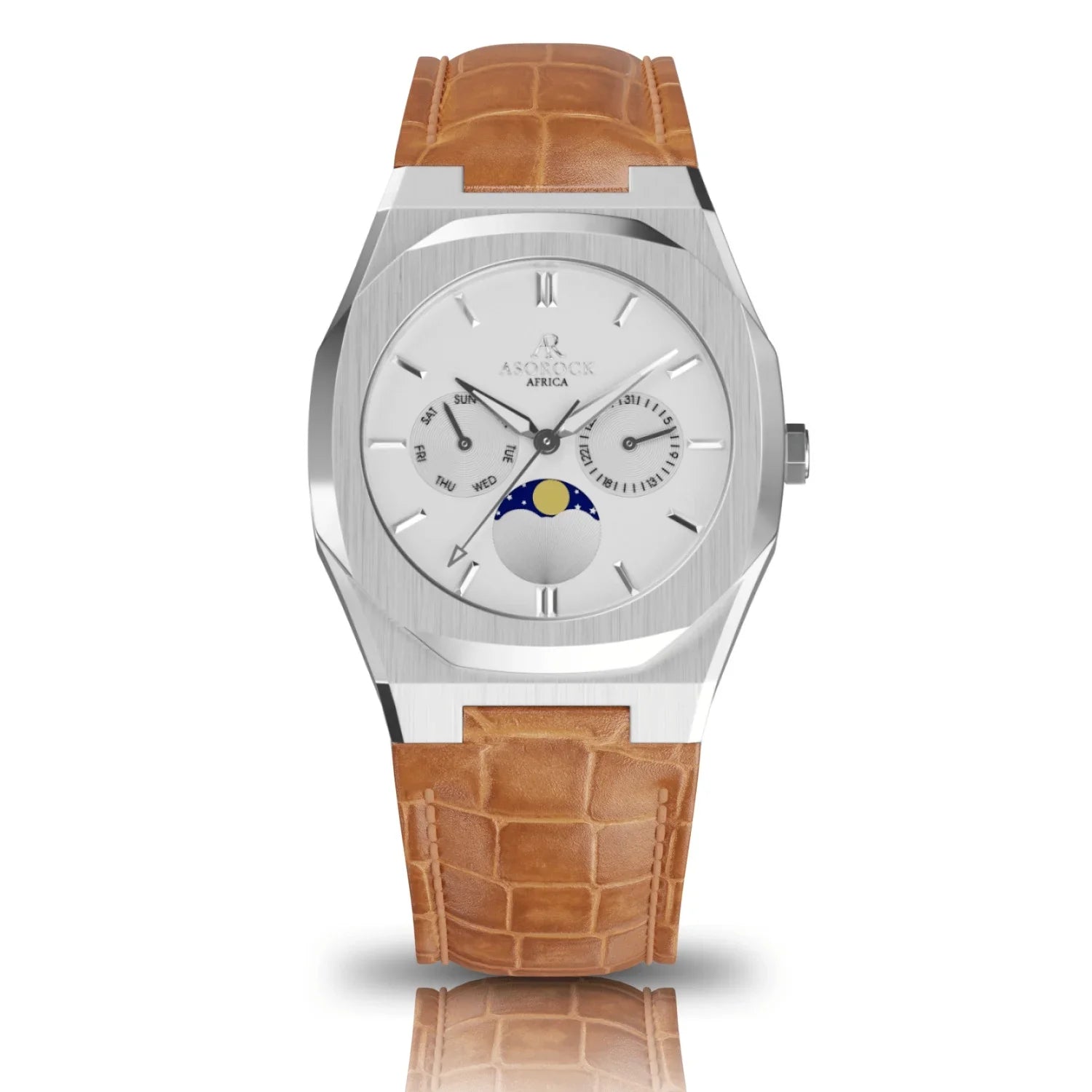 Asorock watches | BROWN leather Sizeilver/Ivory Transporter | 40mm mens watch | Black owned watch brand