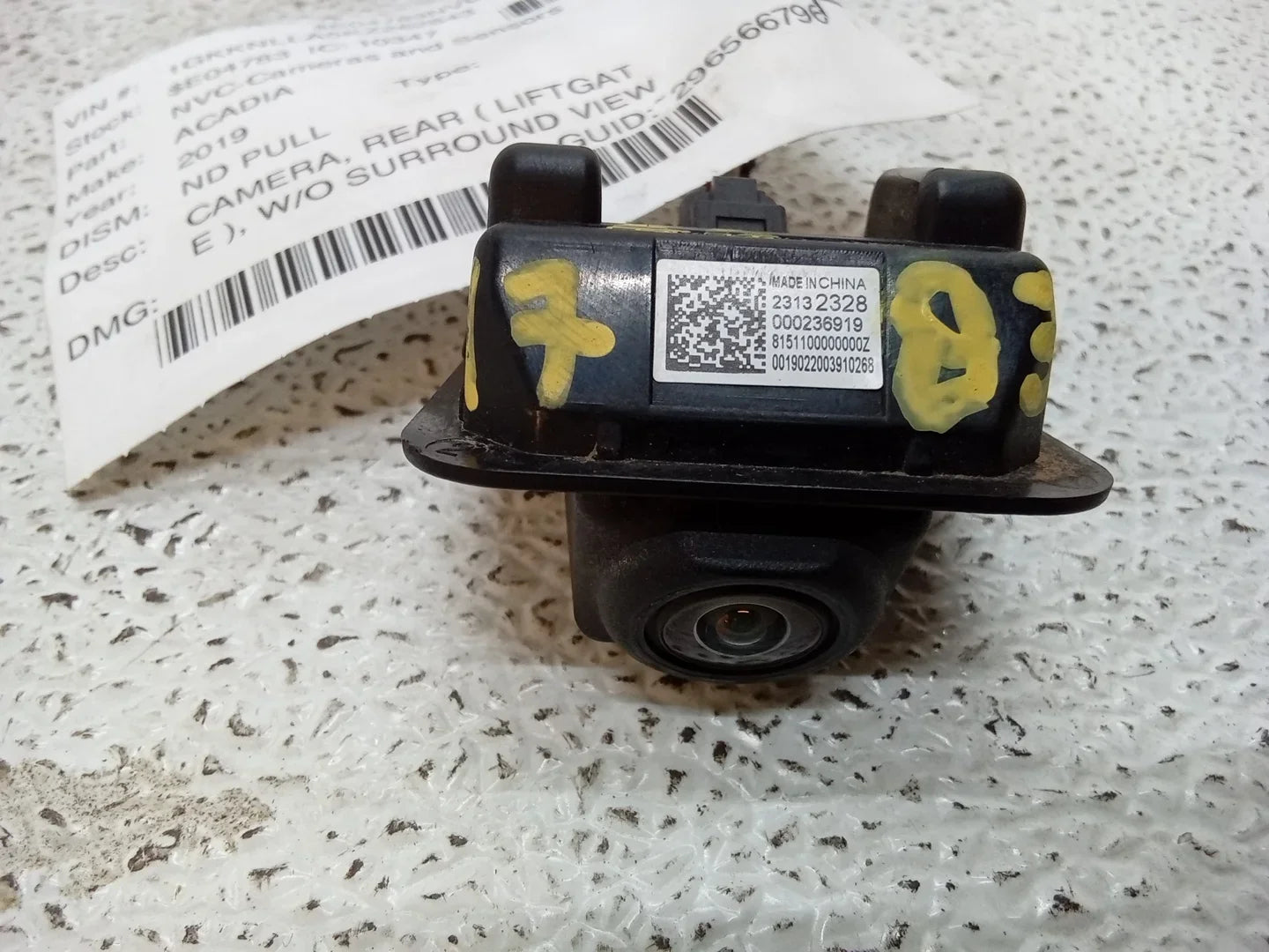 Pre-Owned 2019 GMC Acadia Rear View Camera Liftgate Mounted 2313 2328 OEM (Good)