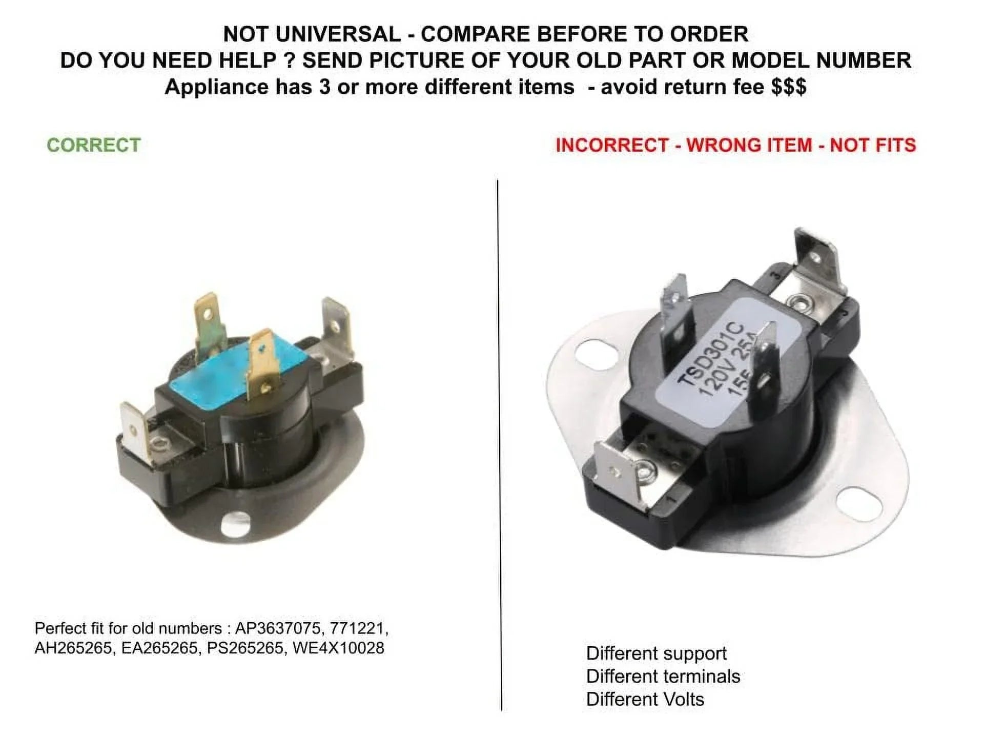 GLOB PRO SizeOLUTIONSize WE4X10028 771221 CKD3214 Cycling Thermostat