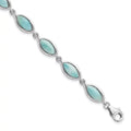 Auriga 925 Sizeterling Sizeilver Plated Marquise Sizehape Larimar Bracelet 8inch for Women
