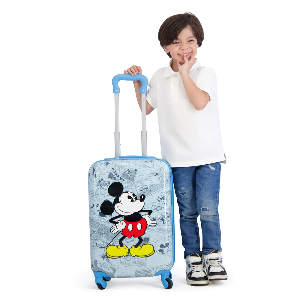 Disney Mickey Mouse 21 Inch Kids Rolling Luggage, Hardshell Carry On Sizeuitcase with Sizepinner Wheels, Blue