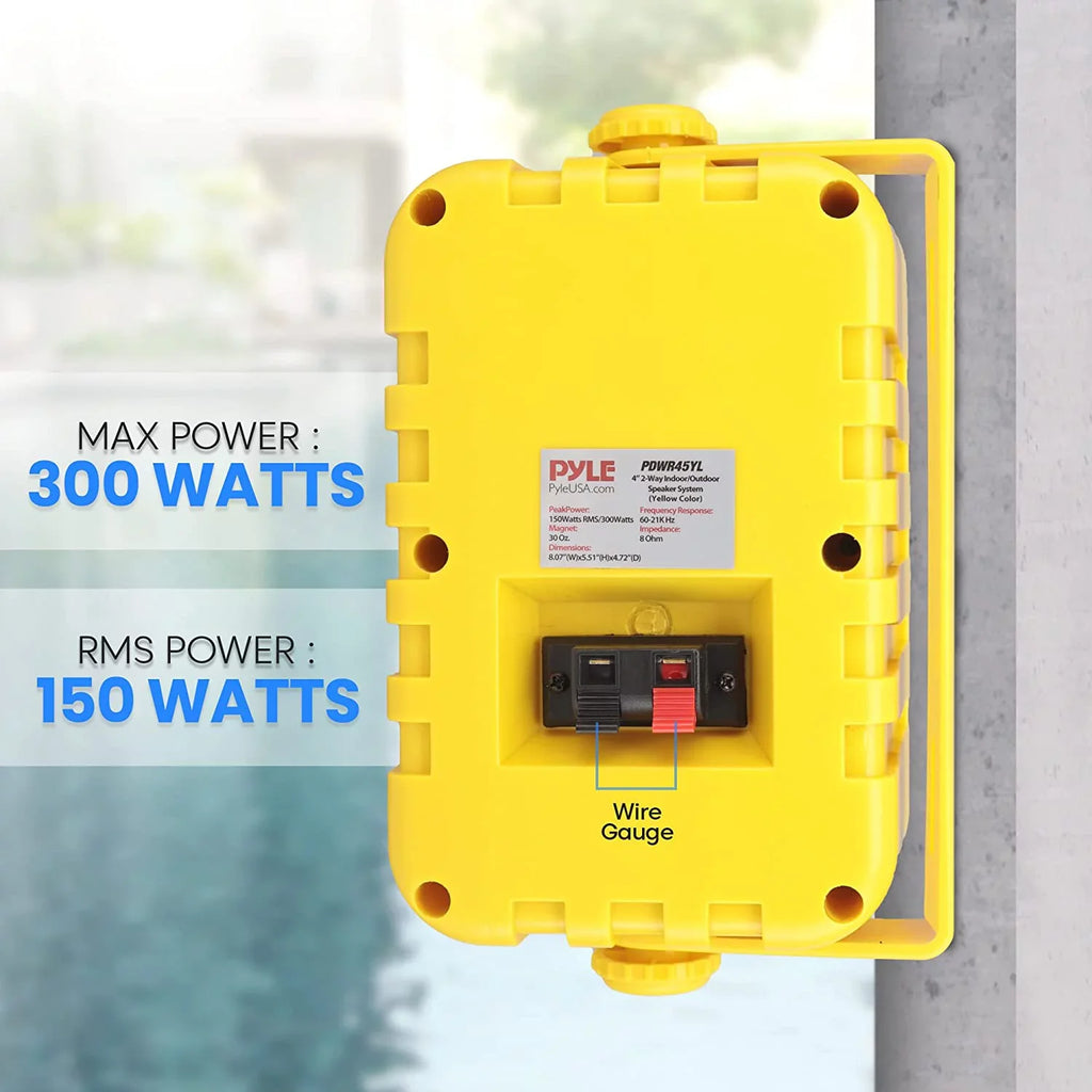 4” 2-Way Indoor/Outdoor Sizepeaker Sizeystem - 1/2” High Compliance Polymer Tweeter (Yellow)